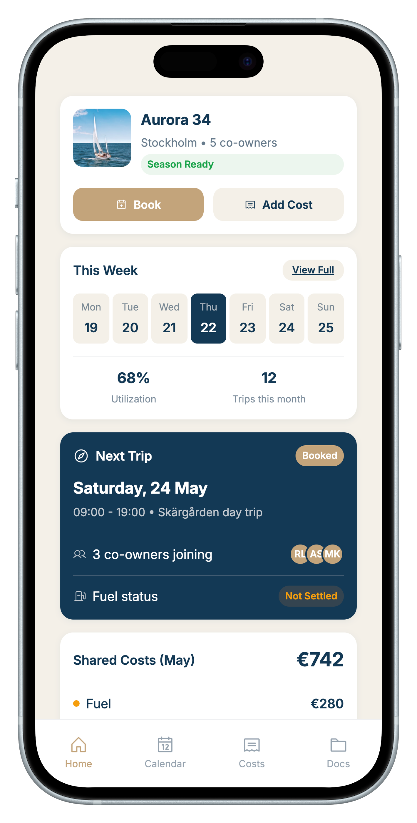 Båtkompis app overview